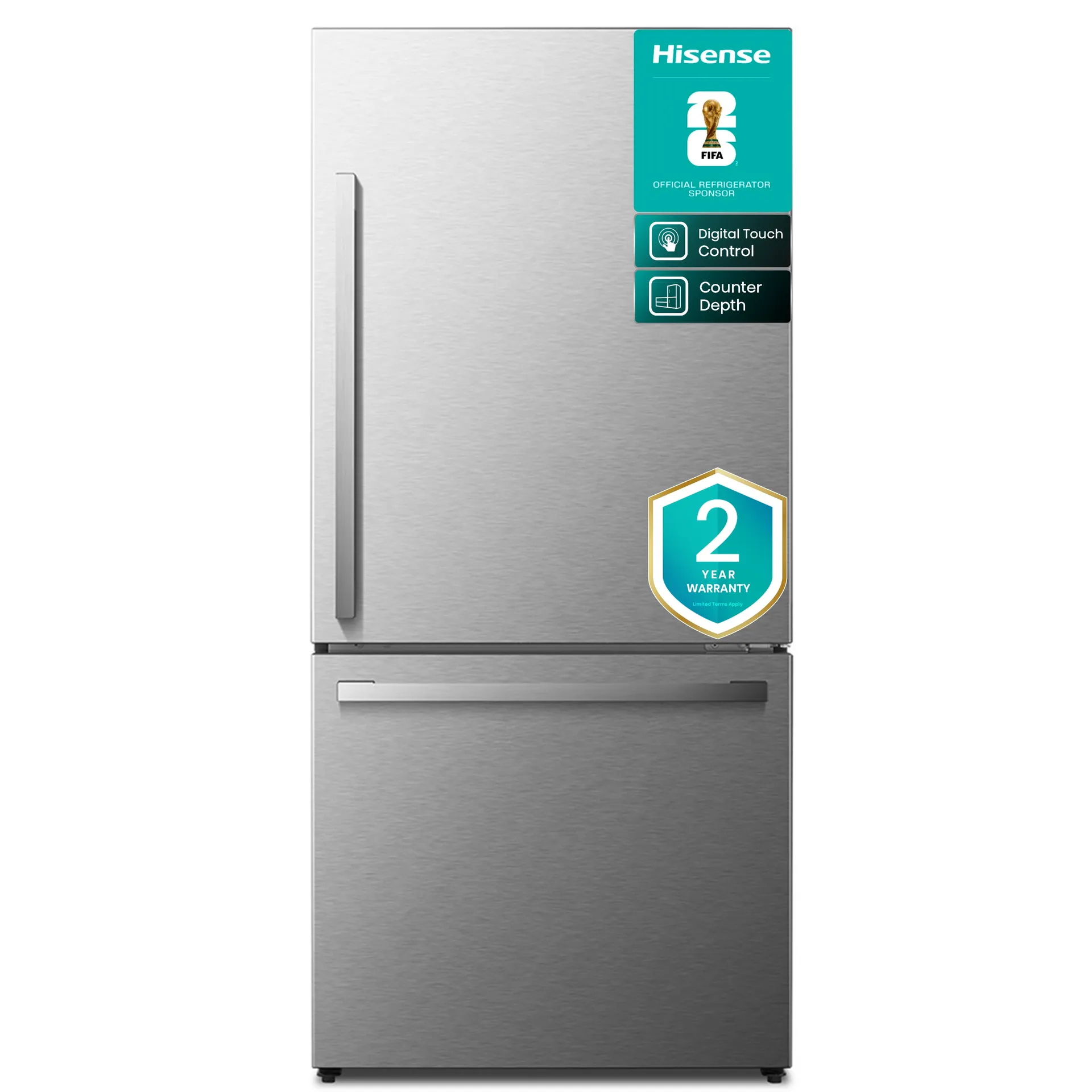 Hisense 17.2-cu ft Counter-Depth 32-in Wide Bottom-Freezer Refrigerator Fingerprint Resistant Stainless Steel ) ENERGY STAR Certified