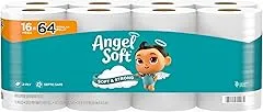 Angel Soft Toilet Paper, 16 Mega Rolls = 64 Regular Rolls, Soft and Strong Toilet Tissue Angel Soft Toilet Paper, 16 Mega Rolls = 64 R…