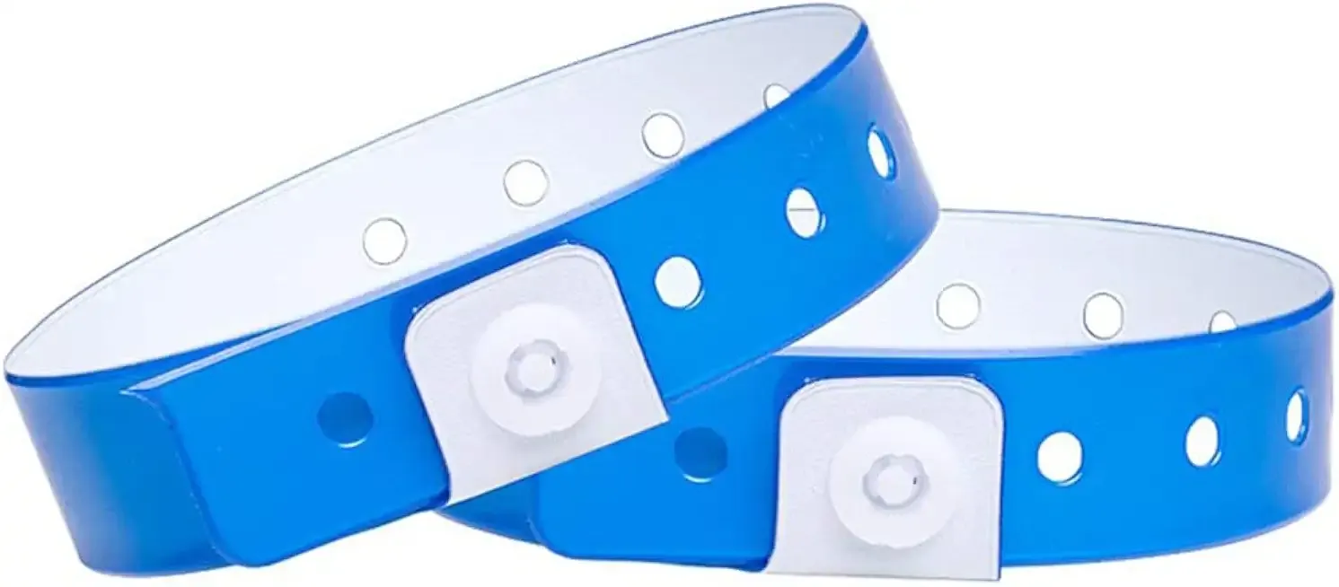Ouchan Neon Blue Vinyl Wristbands - 100 Pack Plastic Wristbands for Party Events