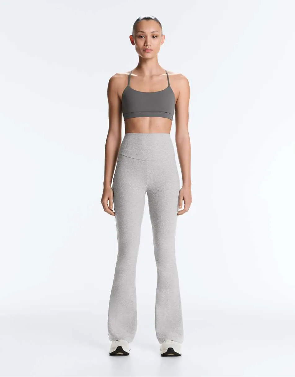OYSHO Comfortlux high-rise flare trousers in grey melange