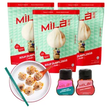 Mila Pork Xiao Long Bao Soup Dumplings - 50 Dumplings Per Bag, 3 Bags Total
