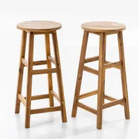 2er-Set Barstuhl aus Akazienholz, ca. 34 x 34 x 76 cm - Braun