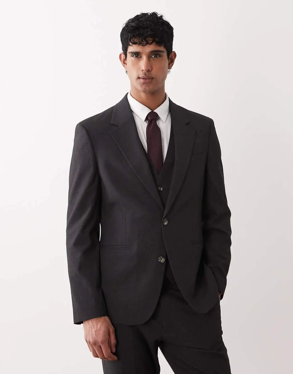 ASOS DESIGN slim suit jacket in mid grey