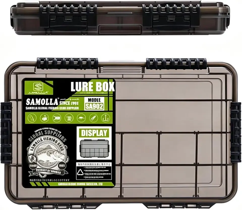 2Pcs Waterproof Fishing Tackle Box 3700 Size - Floating Utility Tray with Adjustable Dividers for Lures, Jigs & Baits - Thickened Airtight Storage Organizer with Clear Transparent Lid