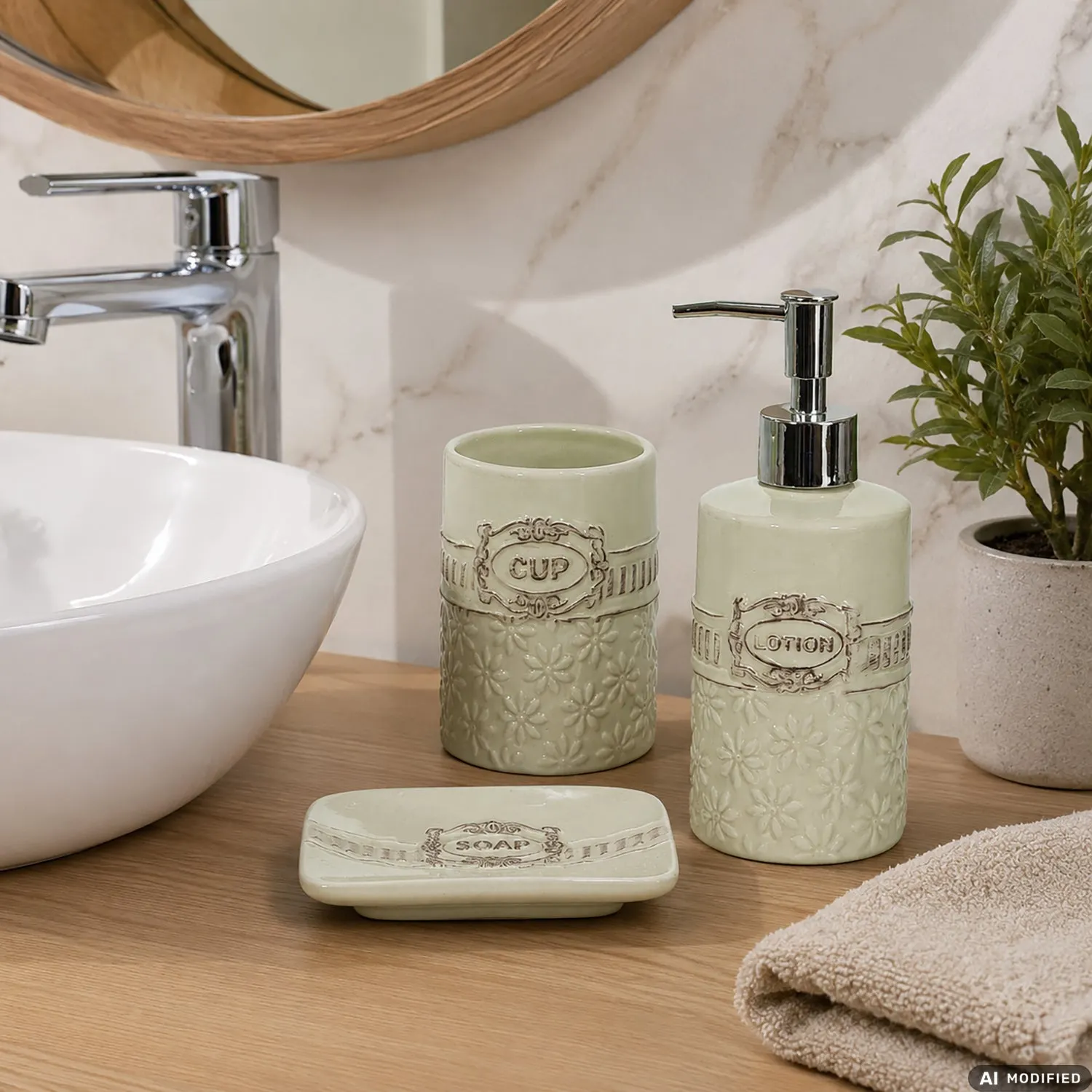 Set Bagno 3 Pezzi in Ceramica