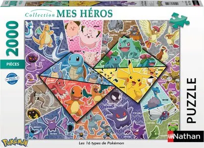 PUZZLE 2000 PIECES - LES 16 TYPES DE POKEMON