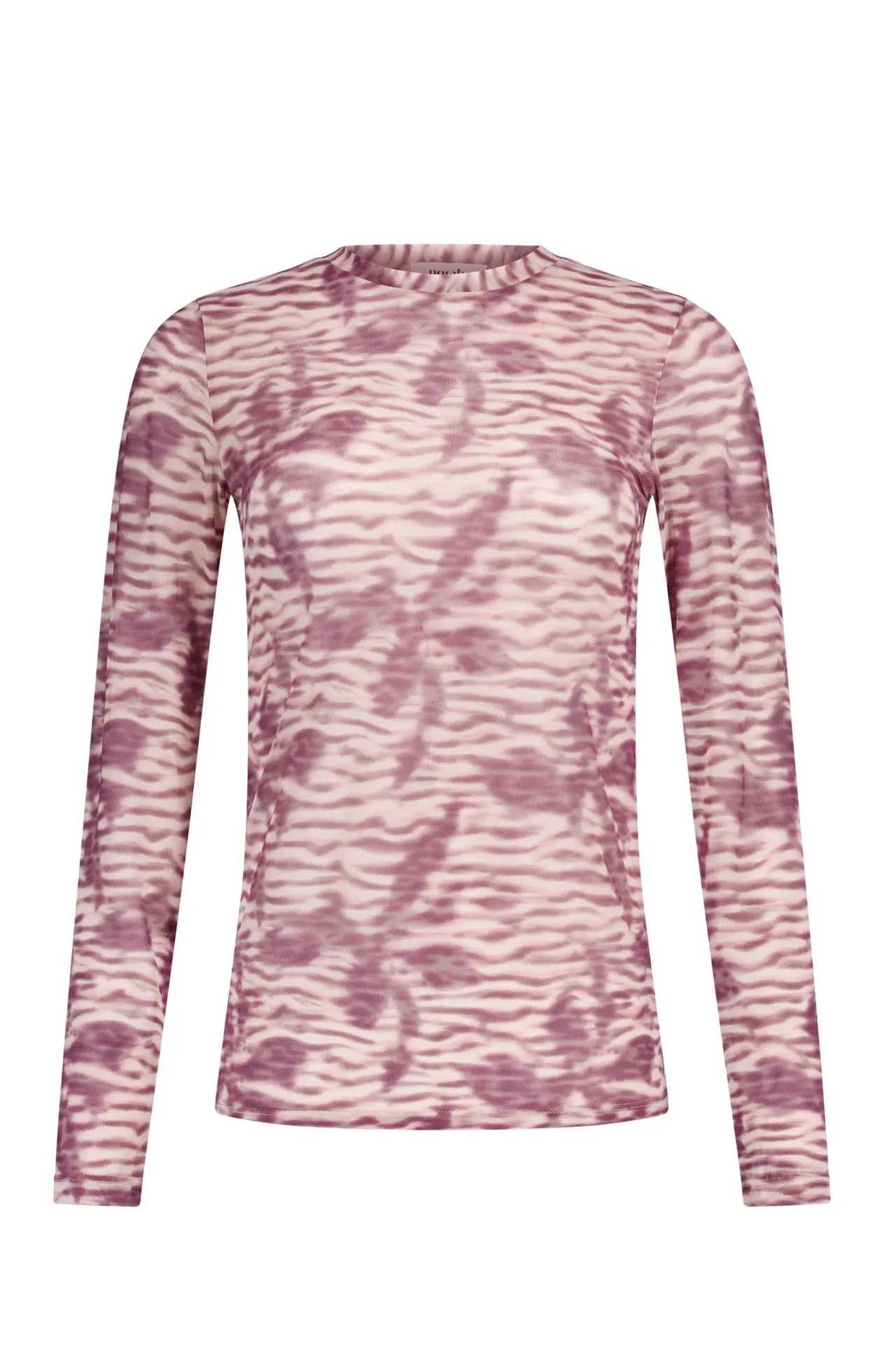 Paarse mesh top met grafische print
