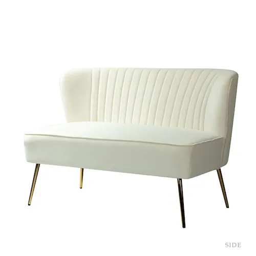 Carmita 47 in. Ivory Velvet Tufted 2-Seats Loveseats Sofa with Golden Base