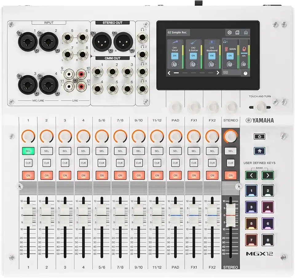 Yamaha MGX12 18ch Digital Mixing Console, Dual USB-C Audio Interface, Includes Cubase Al, WaveLab Cast LE, Basic FX Suite and Steinberg Plus Software Bundle, White MGX12 W