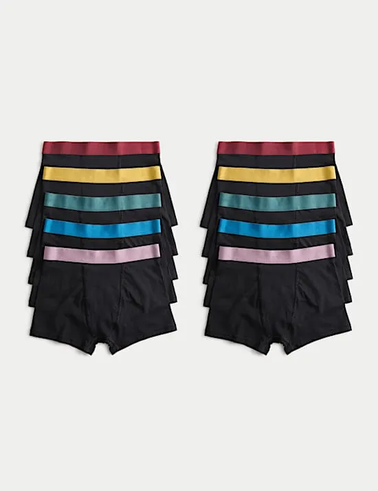 10er-Pack Baumwoll-Shorties in leuchtenden Farben mit Stretch (5–16 J.)