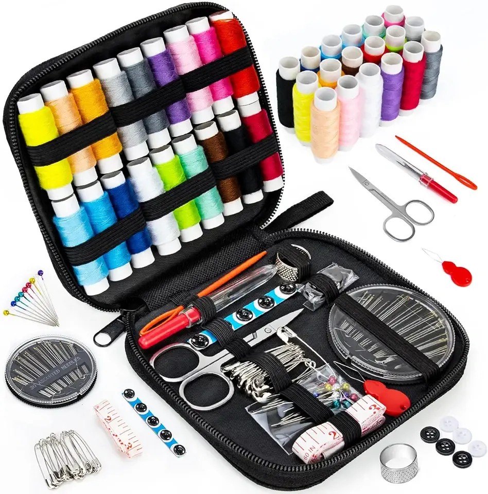 OKOMER Sewing Kit, Sewing Kit for Adults, Embroidery kit, Needle and Thread Kit, Travel Sewing Supplies,Small Mini, Basic, Beginner, Gifts for Women,Gifts for Grandkids, Gift for Mom(Black,M)