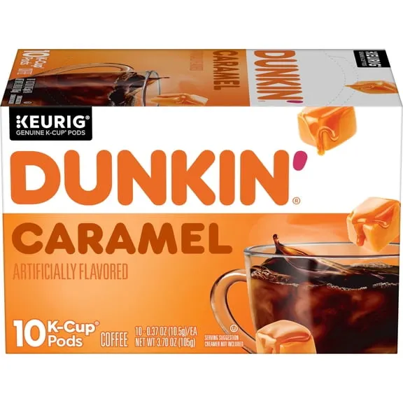 Dunkin’ Caramel Artificially Flavored Coffee, Keurig K Cup pods, 10 Count