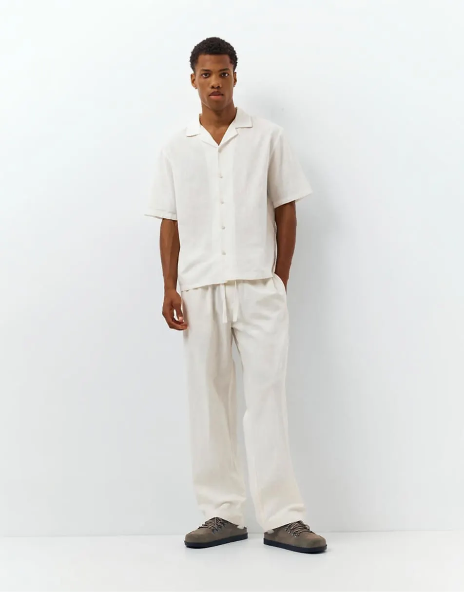 Pull&Bear Rustic jogger trousers in white