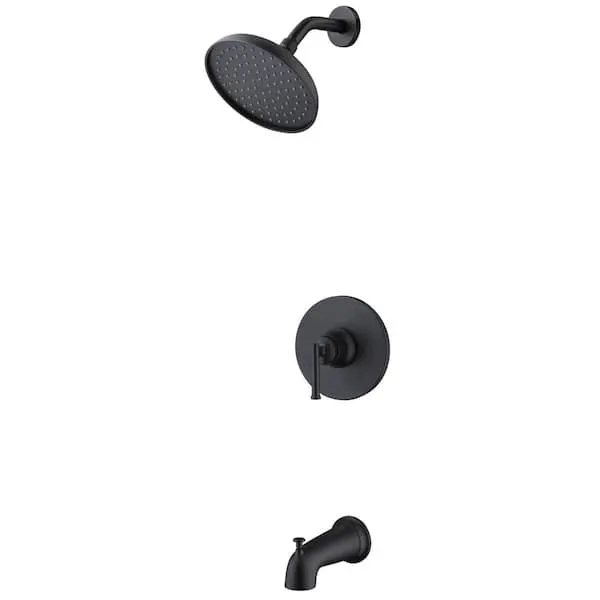Glacier Bay Oswell Single Handle 1-​Spray Tub and Shower Faucet 1.​8 GPM in Matte Black (Valve Included)​
