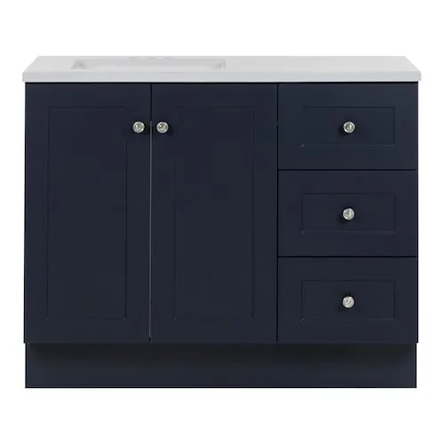 Bannister 42.5-inch W x 18.75-inch D Bathroom Vanity in Deep Blue With Cultured Marble Sink Top