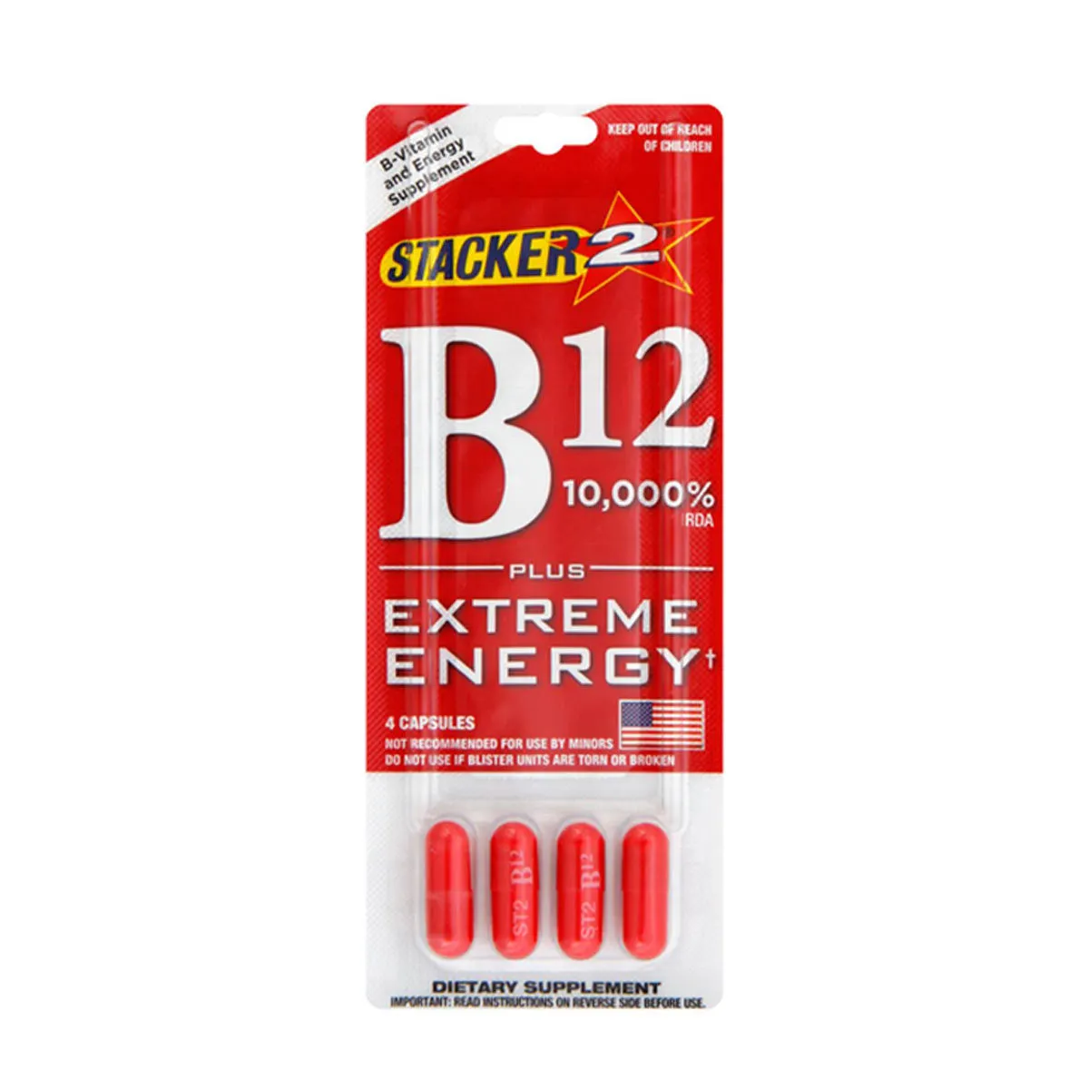 Stacker 2 B-12 Plus Extreme Energy Capsules, 4 ct