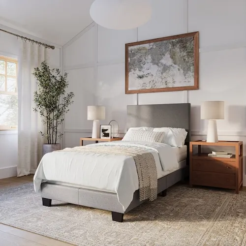 Celeste Twin / Single Modern Dark Grey Upholstered Bed Frame