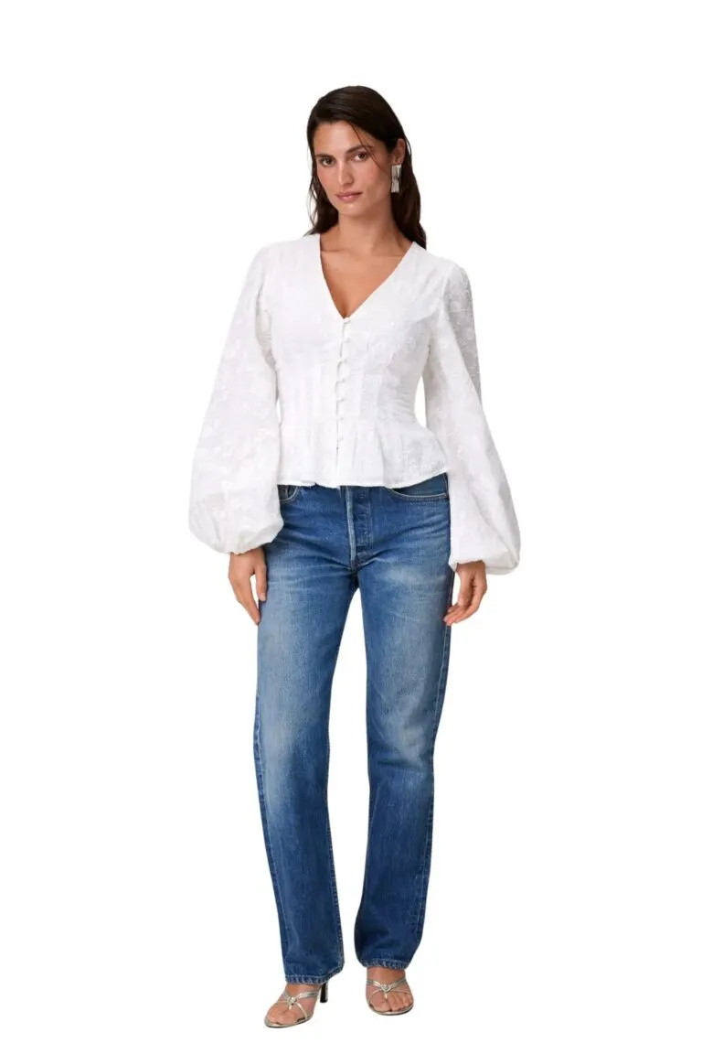 Palena Blouse - White Embroidery
