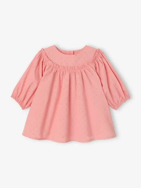 Robe naissance en plumetis - rose