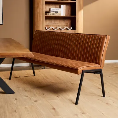 Eetkamerbank Stripes Cognac 185 cm
