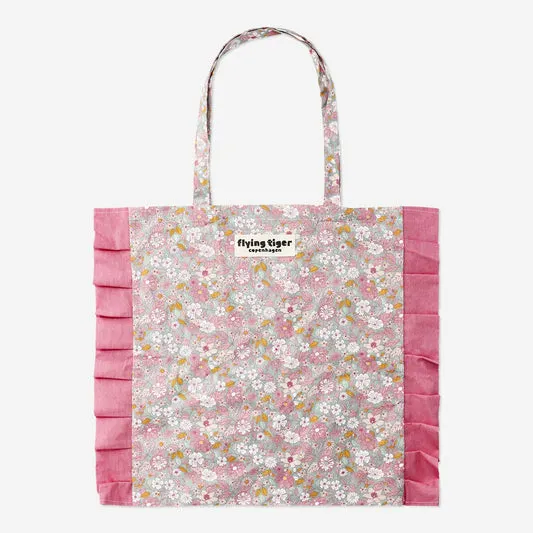 Flower shaped tote bag with pink ...