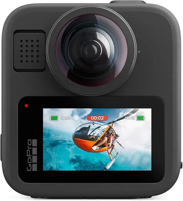 MAX2 - Waterproof 360 + Traditional Action Camera with Touch Screen, Spherical 8K Video, 29MP 360 Photos, Easy Replaceable Lenses, HyperSmooth Stabilization, 6 Microphones