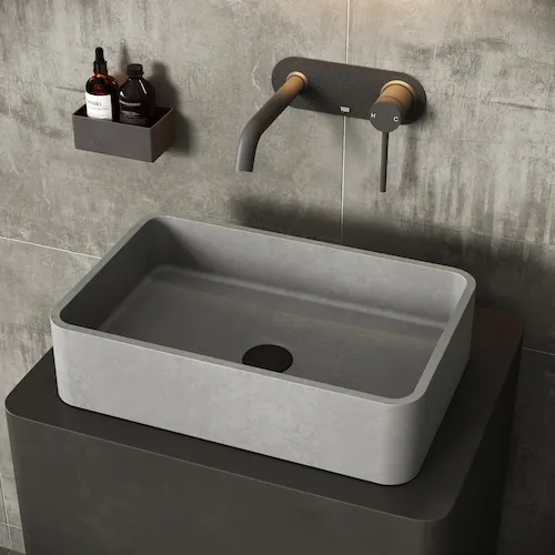 Cordoba 20"L x 13"W x 5"H Concreto Stone Rectangular Vessel Bathroom Sink in Gray