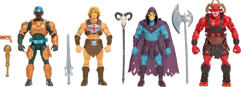 Masters of the Universe Action Figure Toy 4 Pack, He-Man, Skeletor, Man-at-Arms, and Exclusive Goat Man, 5.5 Inch 2026 Movie Accurate, 14 Posable Joints (Amazon Exclusive)