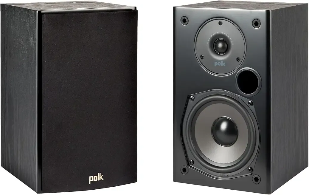 Polk Audio T15 Home Theater and Stereo Bookshelf Speakers – Deep Bass Response, Dolby and DTS Surround, Wall-Mountable, Pair, Black
