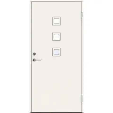 Dørsett p-1100 90x200 høyre hvit klart glass med sylinder clever-line