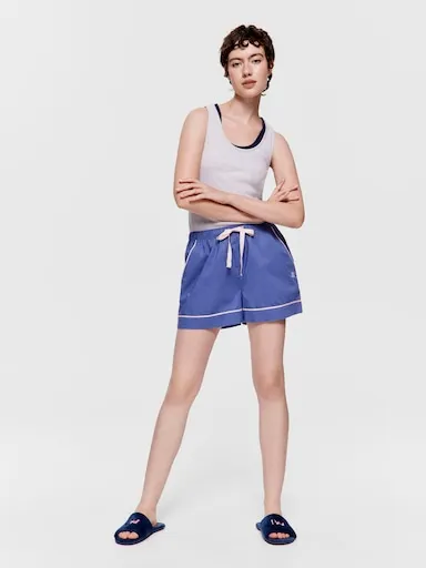 Blue 100% Cotton Mid Short