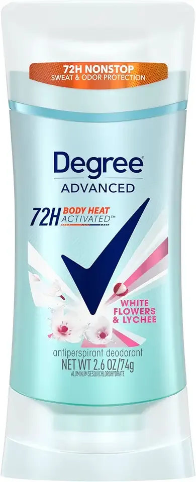 Degree Advanced Protection Antiperspirant Deodorant White Flowers & Lychee for 72-Hour Sweat & Odor Control for Women, with Body Heat Activated Technology, 2.6 oz
