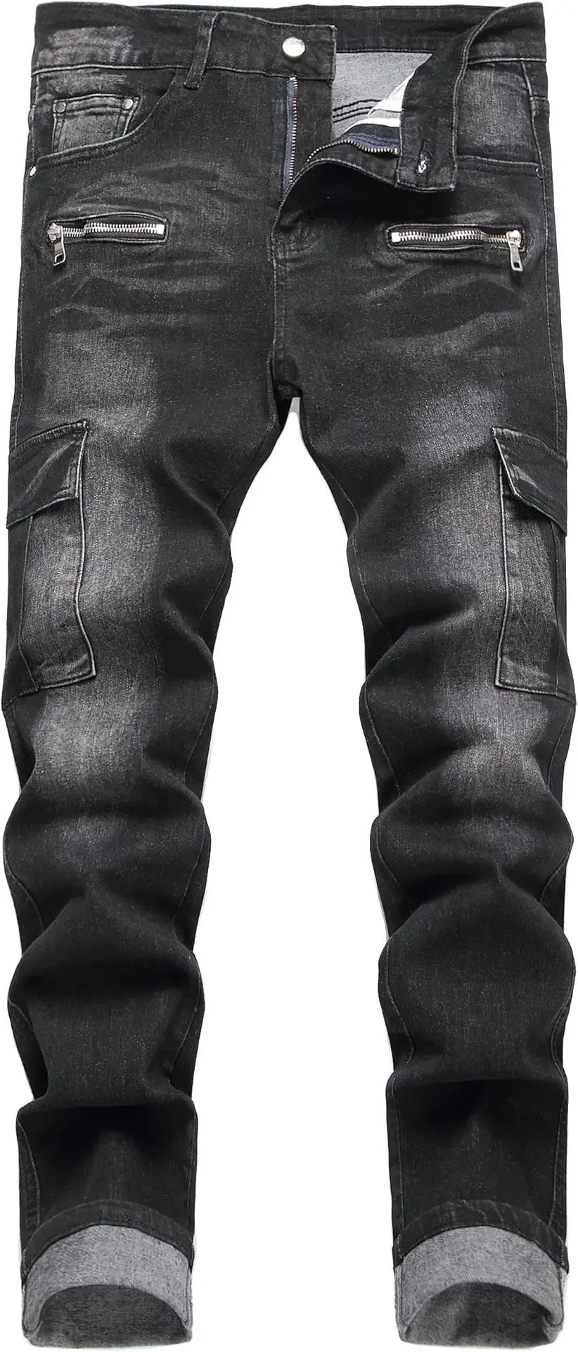 Men's Slim Fit Stretch Jeans Ripped Skinny Jeans for Men, Fashion Straight Leg Comfort Flex Waist Cargo Denim Pants