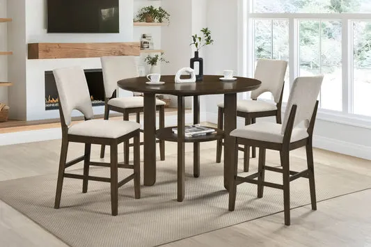 Windsor (5-Piece) Counter Dining Table Set by Homelegance - White/Brown