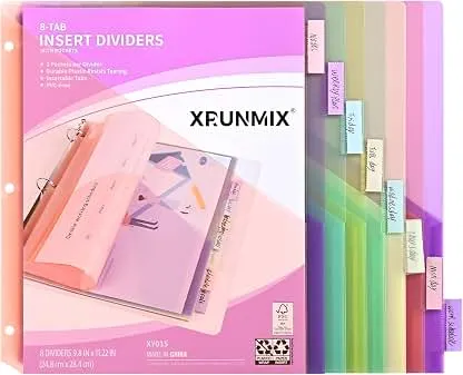 8-Tab Binder Dividers, Index Pockets for 3 Ring Binders, 8…