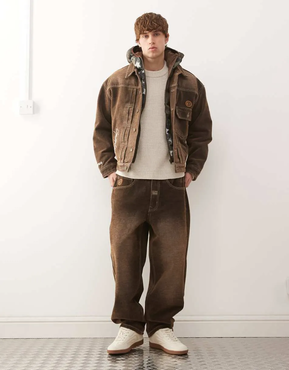 Aape by A Bathing Ape loose fit denim jeans co-ord in dark brown