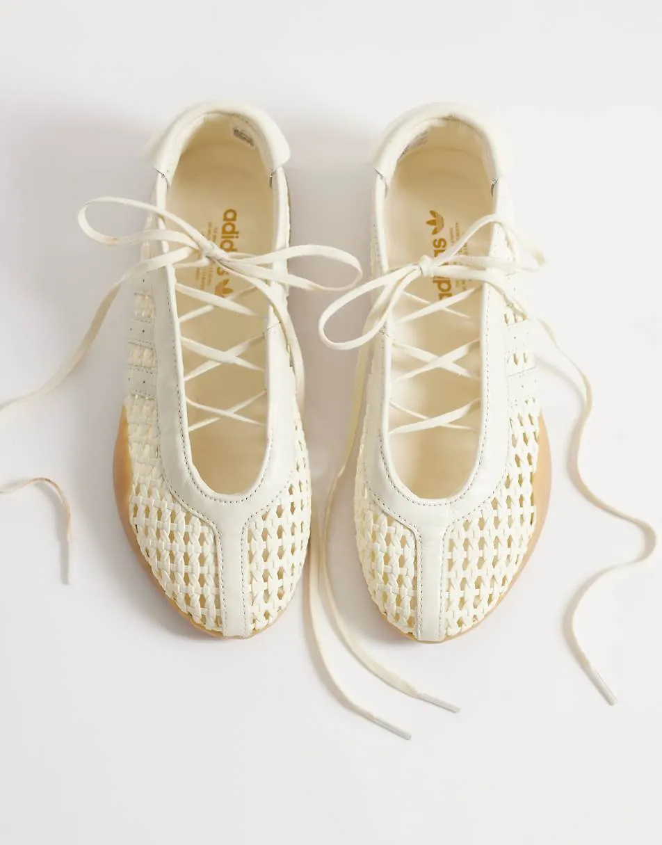 adidas Originals Taekwondo Mei crochet ballet in off white