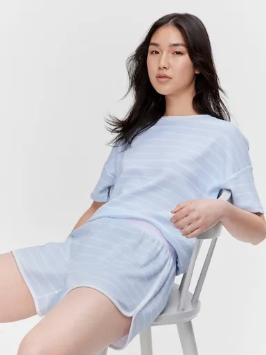 Blue Stripe Waffle Sporty Short