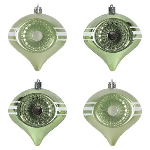 Enchanted Forest® 80mm Light Green Onion Shatterproof Ornaments - 4 Pack