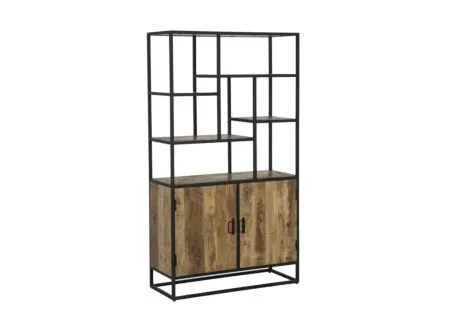 Opbergrek Lucho 100x40x180cm - mango massief - naturel & zwart