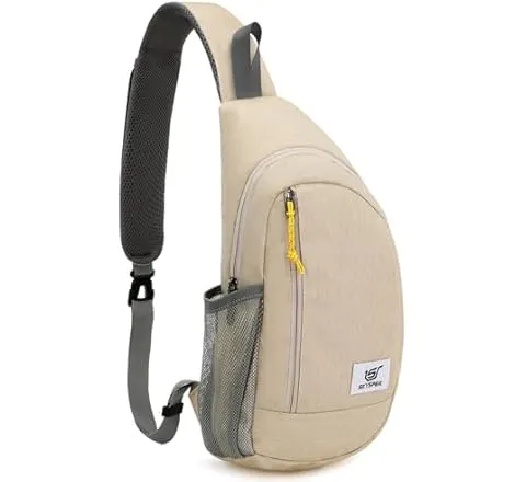 SKYSPER Sling Bag RFID Crossbody Sling Backpack Cross Body Shoulder Travel Bag Hiking Daypack for Women Men(Beige)