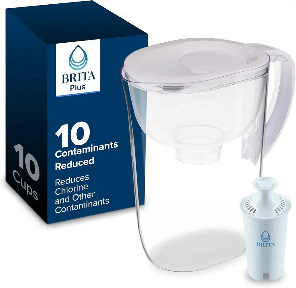 Brita Large 10 Cup Water Filter Pitcher, 1 BritaPlus Filter, Everyday, Clear (Package May Vary)