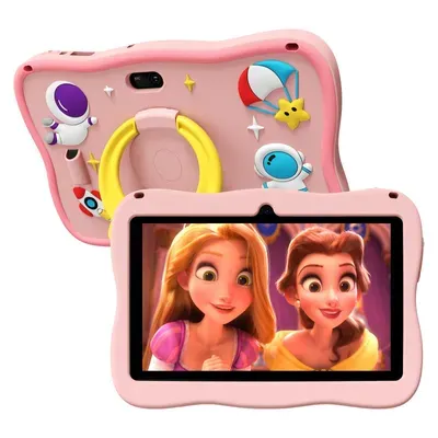 Pritom 7-Zoll-Kinder-Tablet, Quad-Core Android 13, 4GB(2GB+2GB virtuell) RAM, 32GB ROM, WLAN, Bluetooth, Doppelkamera, Bildung, Kindersicherung, Rosa