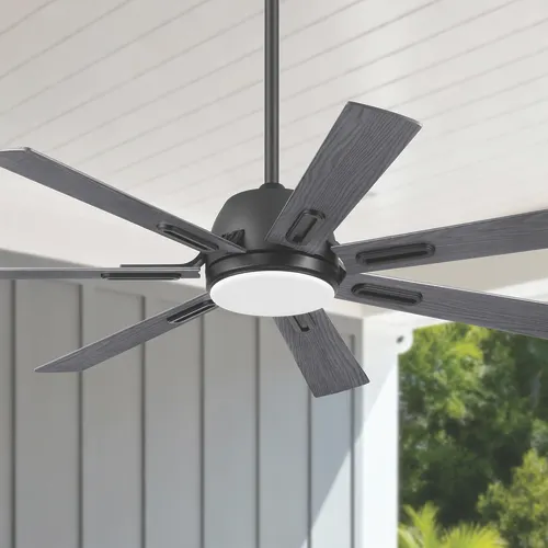 Patriot Lighting® Regency Park 56" Matte Black Indoor/Outdoor LED Ceiling Fan with Remote