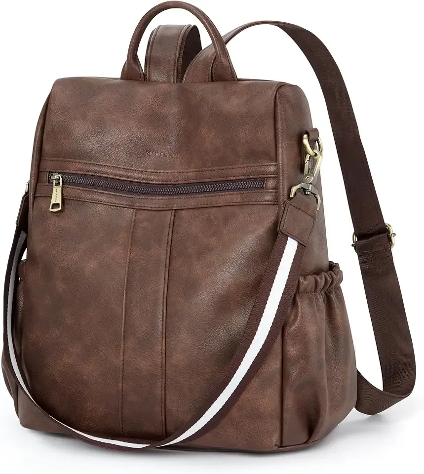Backpack Purse for Women, PU Leather Anti-theft Backpack, Ladies Convertible Satchel Bags, Shoulder Bag for Travel, Work, Trip, Coffee