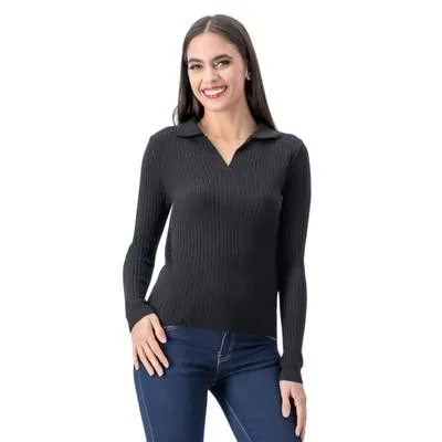 Suéter Mxstaza Mujer Manga Larga Diseño Acanalado