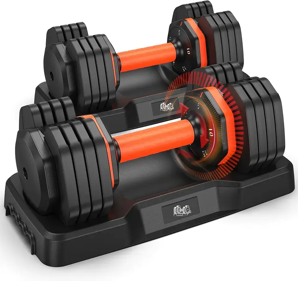2025 Updated Adjustable Dumbbell Set of 2, 110lbs/50lbs Weights Dumbbell Set with Storage Box, 25lbs/55lbs Adjustable Weights with Anti-slip Silicone Grip, Weight Set For Home Gym Suit both Men and Women