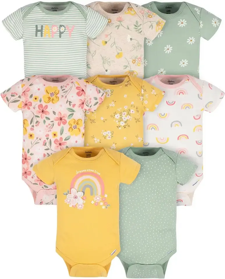 Baby Girls' 8-pack Short Sleeve Onesies Bodysuits