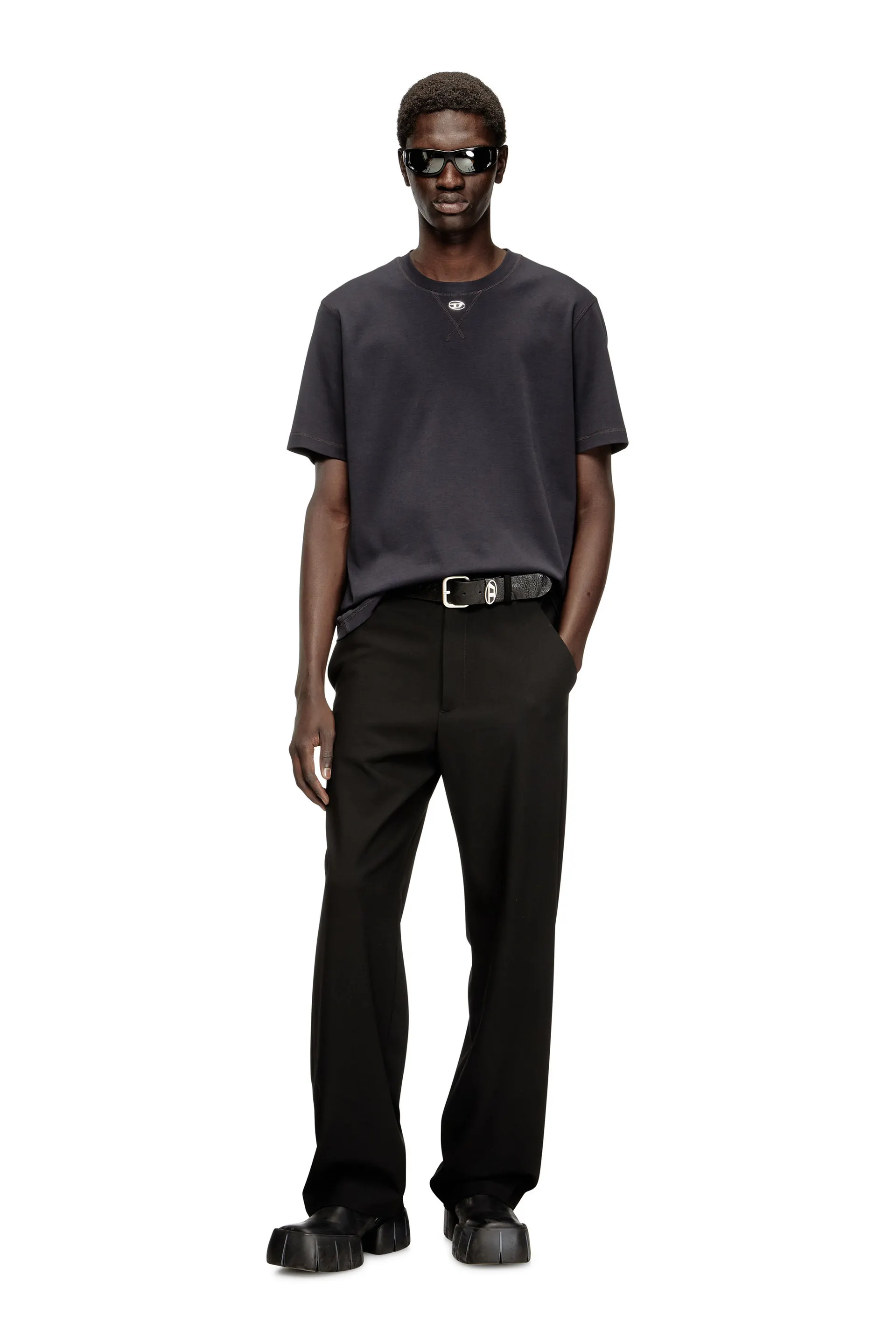 Regular T-shirt with crew neck and Oval D