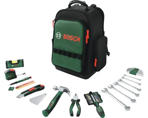 Batoh na nářadí Bosch s 39 kapsami a 60dílnou sadou nástrojů